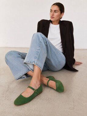 Caron Callahan Green Suede Mary Jane Flats EU 41 US 10 Suede Spain Shoes